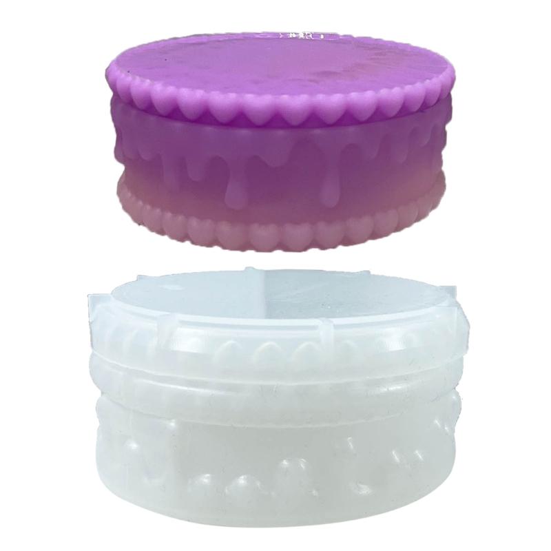 Matte Silicone Cake Storage Box Mold Double Layer Shortcake Tabletop Storage Container Resin Casting Molds for DIY S