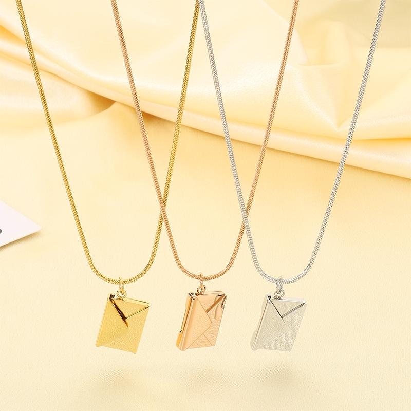 Stainless Steel Mini Book Locket Necklace for Women Men Envelope Locket Openable Pendant Jewelry Romantic Gift for Couples