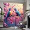 2pcs   2D Flat Window Curtains Charming Hummingbirds Versatile Polyester  Without Electricity Family Party for Multipurpose Event