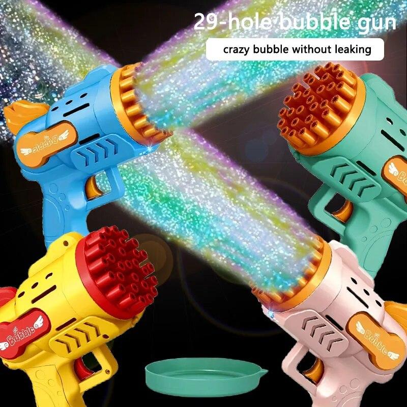 Light-Up Bubble Gun - 29-Hole Gatling Blaster For Boys & Girls 6-14 Years Old(Batteries & Bubble Liquid Not Included)