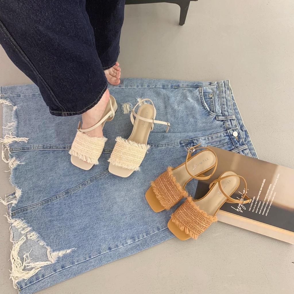 Fashion Clear Heels Female Sandal Open Toe Low-Heeled Shoes With Strap 2025 Women's Breathable All-Match Girls Peep Low-heeled Block Com