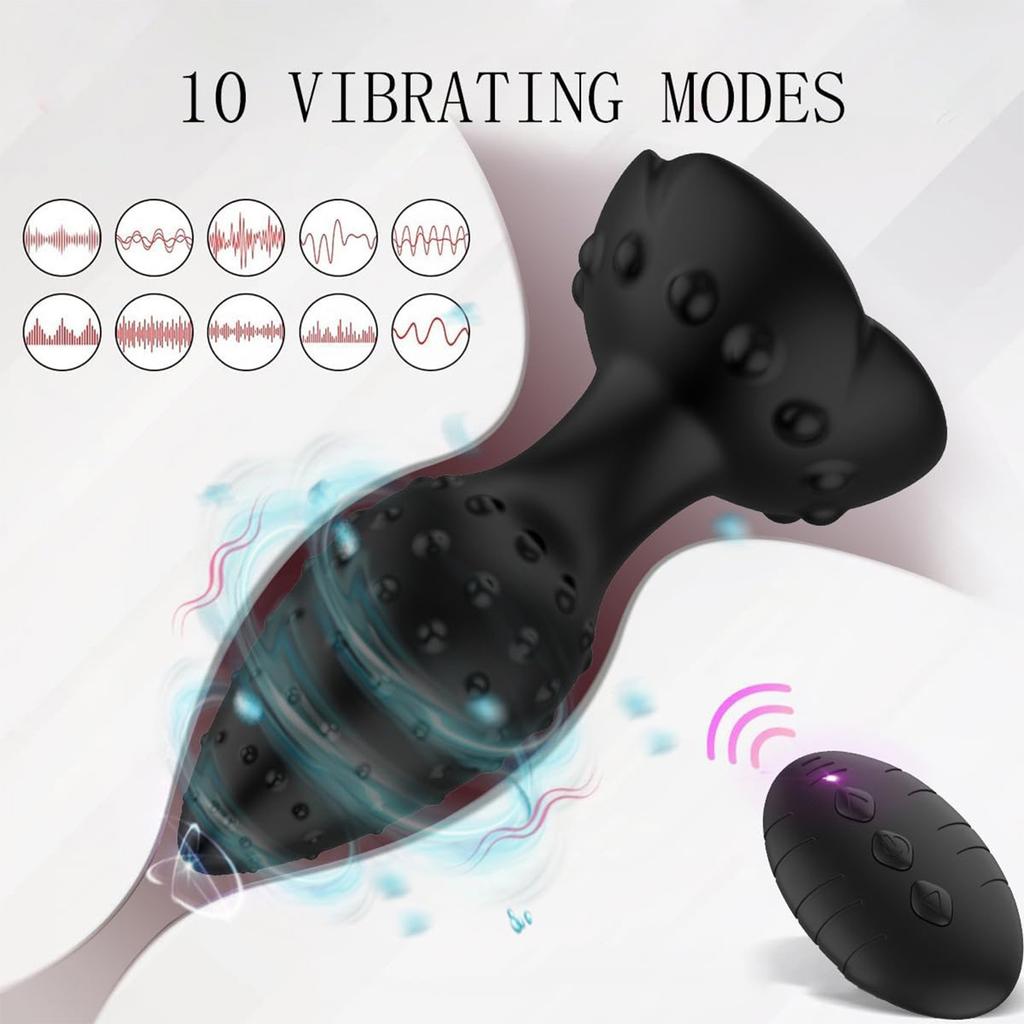 Anal Plug Sex Toys Male Anal Vibrator 10 Modes Vibrating Anal Butt Plug Dildo Bump Textured Prostat Massager Vibrators Adult Sex Toy for Men and Women