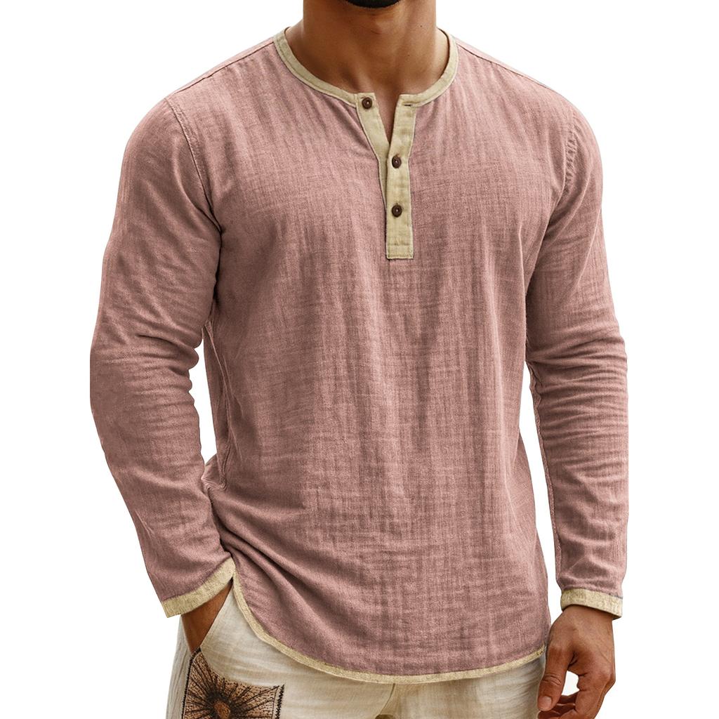 Men's Solid Color Button Down Long Sleeve Tops Men's Casual Fashion Long Sleeve Tops