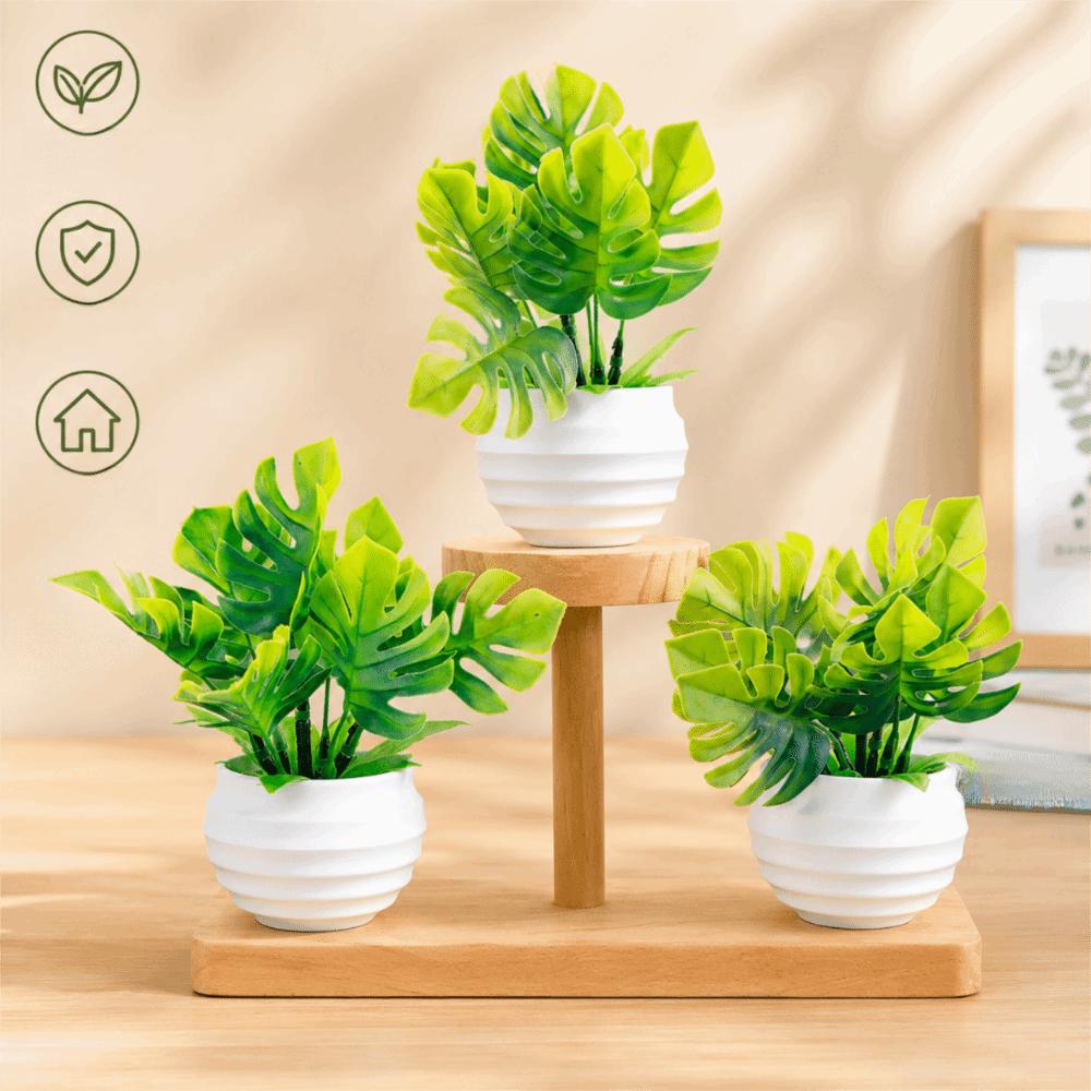 with Flowerpot Faux Plant Bonsai Green Leaves Artificial Potted Plant Home Decoration