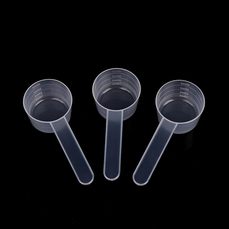 10Pcs 40ML 20g Flat Bottom Graduated Measuring Spoon With Scale Transparent Plastic Measuring Spoon Outdoor Tableware