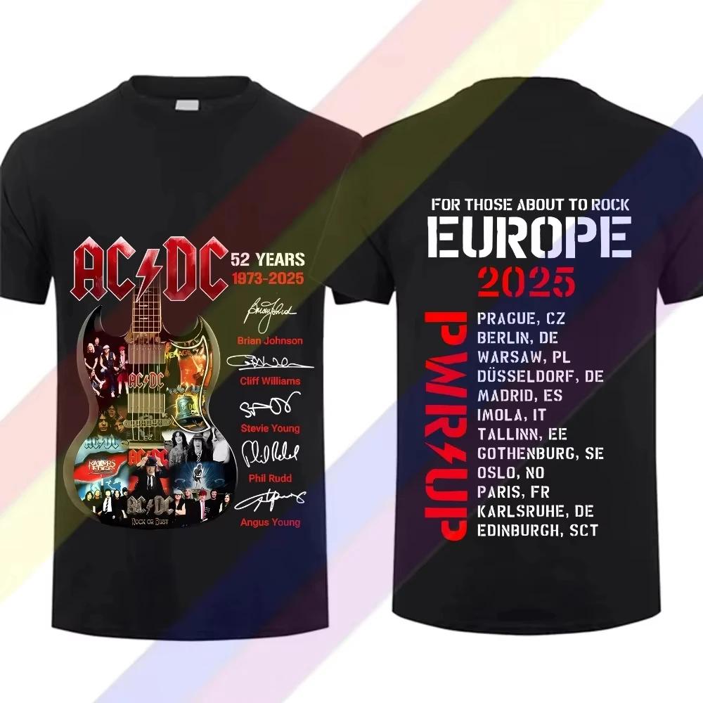 

2025 AC DC Группа Принт Женская Мужская Футболка Скоро Рок Кэжуал Текст Короткий Рукав Топ ТУР PWRU Хлопок Оверсайз Рубашка Топы 4XL