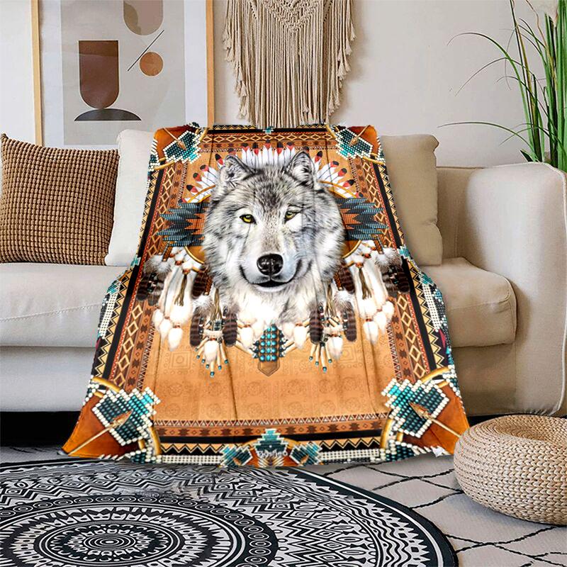 1PC Wolf Elements printed blanket, all season lightweight home office outdoor nap multifunctional blanket A8