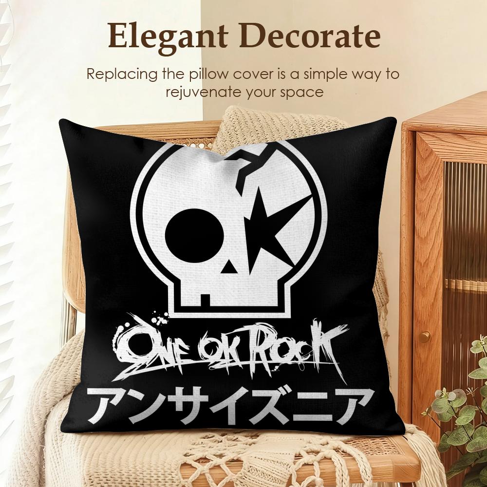 Band OOne ok rock Cushion Cover Natural Linen Organic Fabric DoubleSided Printing Sofa Home Decor Gift Pillow Case