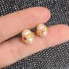 1Pc, Artificial Pearl Beads with Golden Setting and Red Gems Accents, Pink Rice Beads with Hole, for Jewelry Making DIY Materials Accessories 0.9-1cm