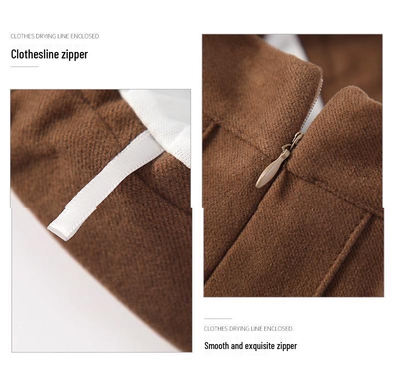 High-Waist A-Line Pleated Wool Skirt - Women's Autumn/Winter, Slim Fit, Plus Size, Korean Style, Short/Midi Length.