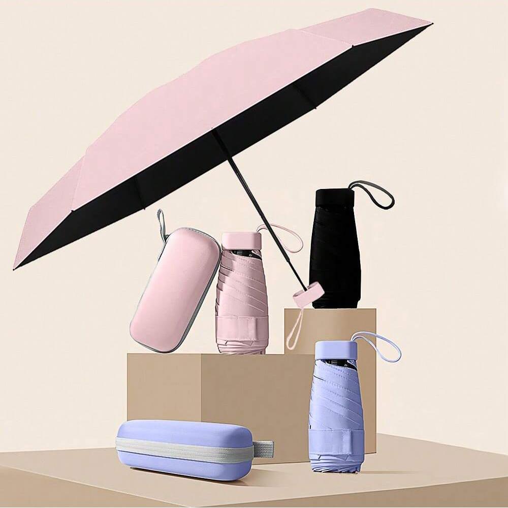 Mini skládací deštník UV ochrana Mini slunečník dvojí použití přenosná krabička pro uložení sluneční clony Mini deštník zwq