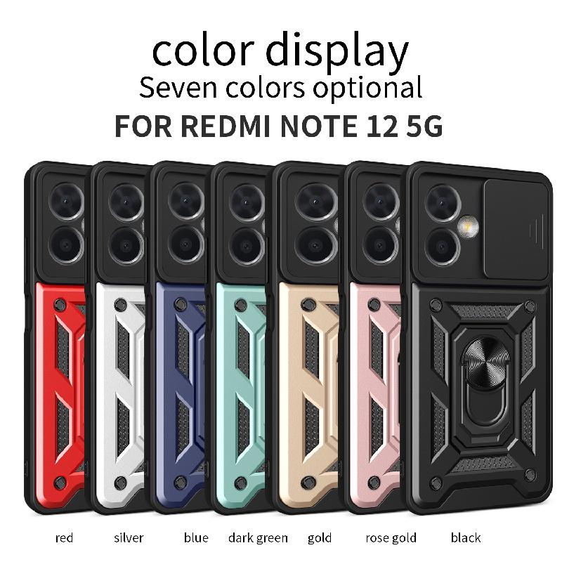 For Xiaomi Redmi Note 12 Pro 5G 4G Case Slide Camera Protect Armor Phone Case for Redmi Note 12S 5G  Magnet Holder Ring Cover