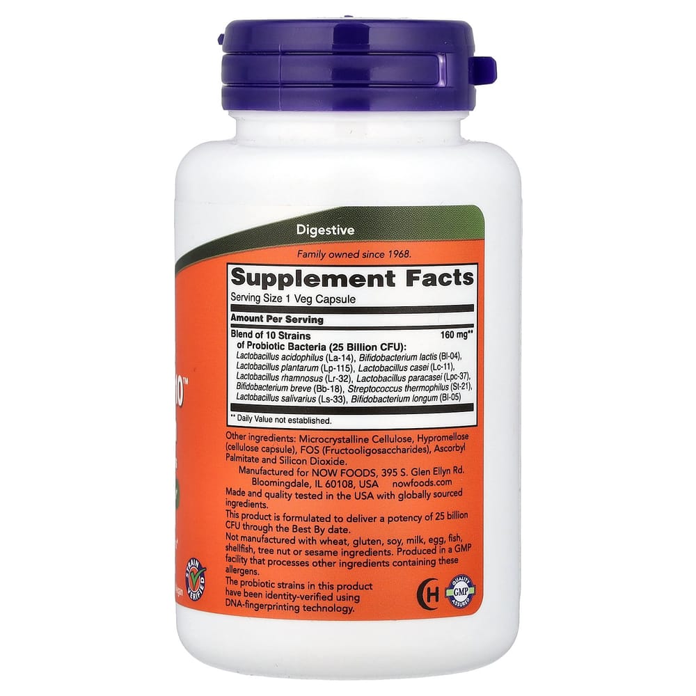 Now Foods Probiotic-10 25 Billion CFU Veggie Capsules, 100 Counts