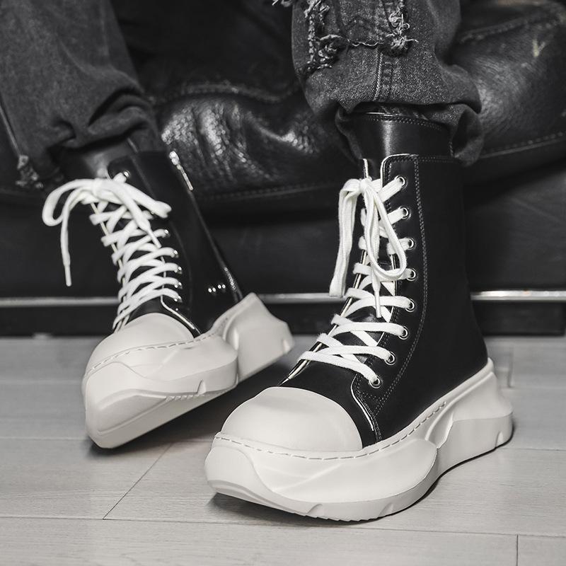 2025 Men's High-Top Thick-Soled Zipper Martin Boots - Fashionable and Versatile Autumn Footwear
