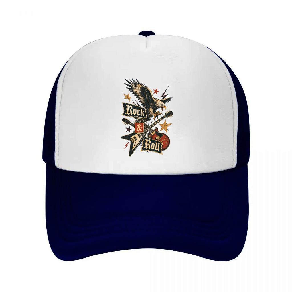 Vintage Eagle Guitar Rebel Spirit Mesh Baseball Cap Casual Hat Outdoor For Womens Unisex FeUnisex
