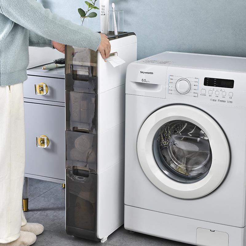 Elegant Bathroom Crevice Storage Rack: Compact Floor-Standing Cabinet