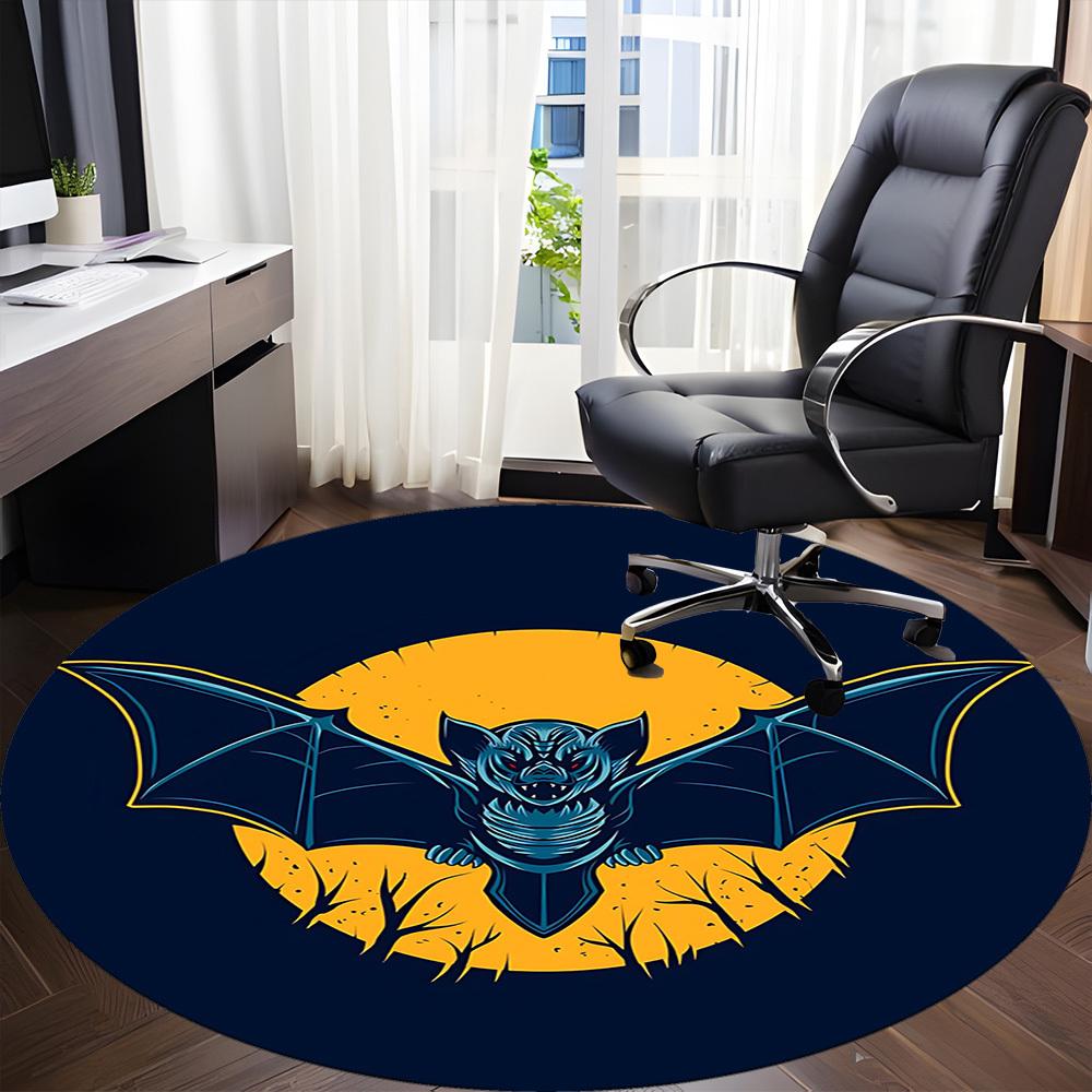 1pc Bat Moon Office Round Area Rug, Under Office Chairs Bedroom Living Room Home Decor, Room Deco, Available In Various Sizes
