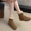 Two-wear leather snow boots women's winter 2025 new Mori retro lamb wool short boots velvet cotton shoes