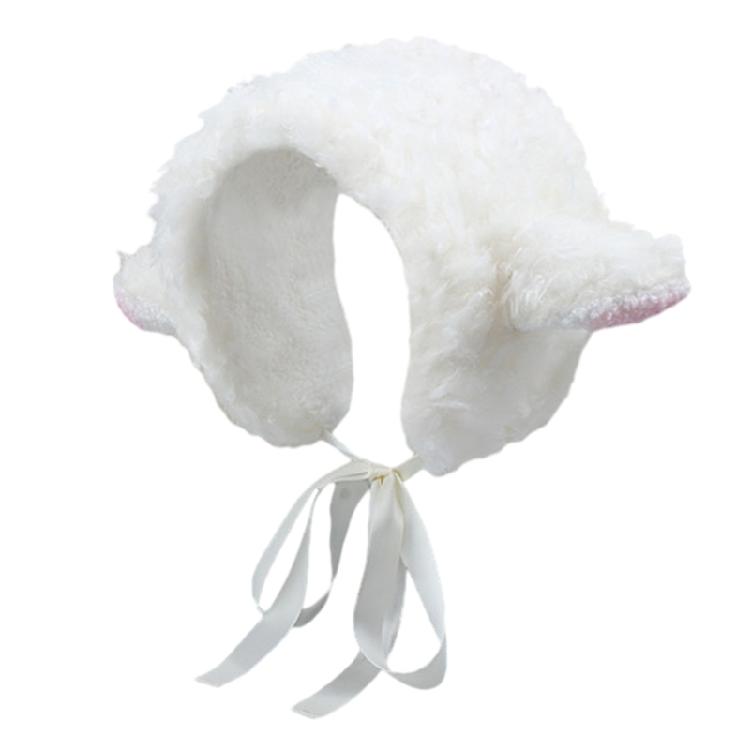 

Cartoon Headbands for Furry Lamb Ear Sheep Ear for Cold Winter Photo Props білий