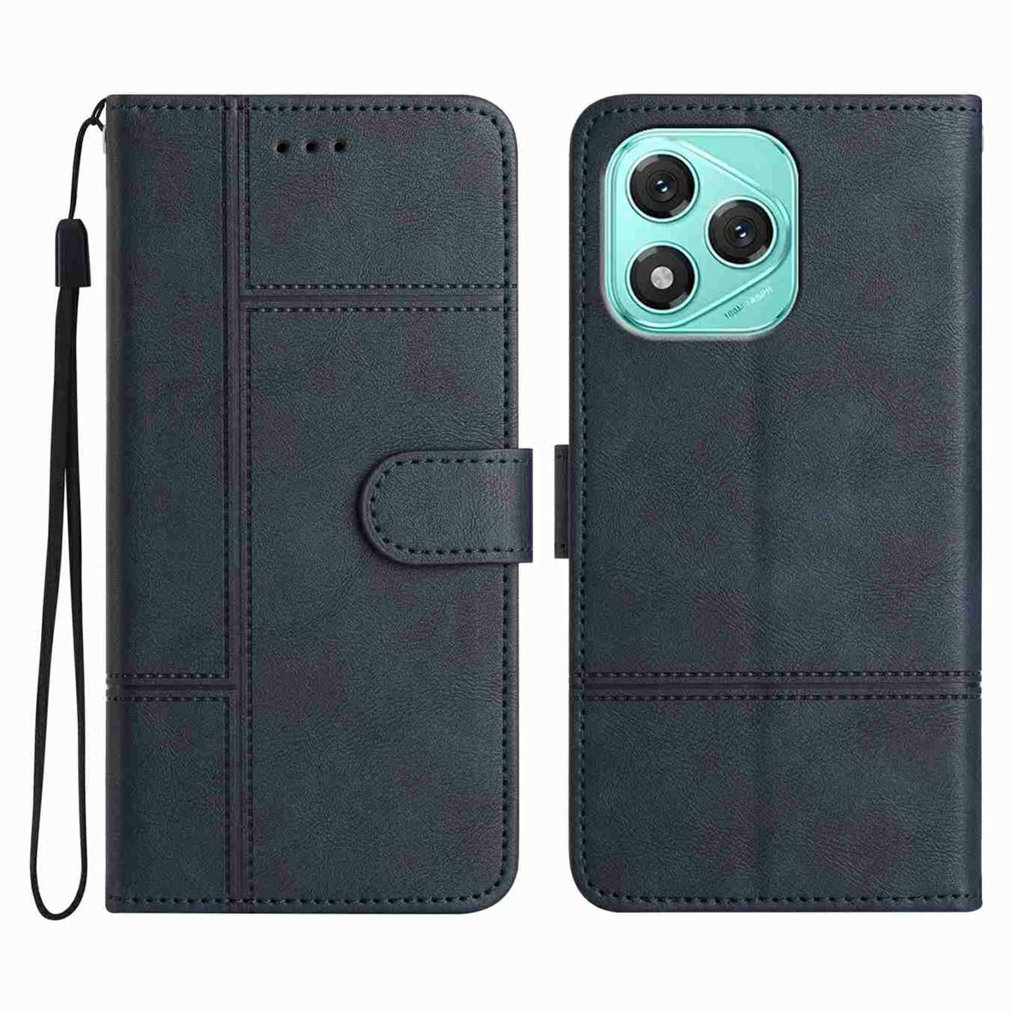 

Wallet Case for Honor 400 Lite 5G Line Imprinted PU Leather Phone Cover Blue
