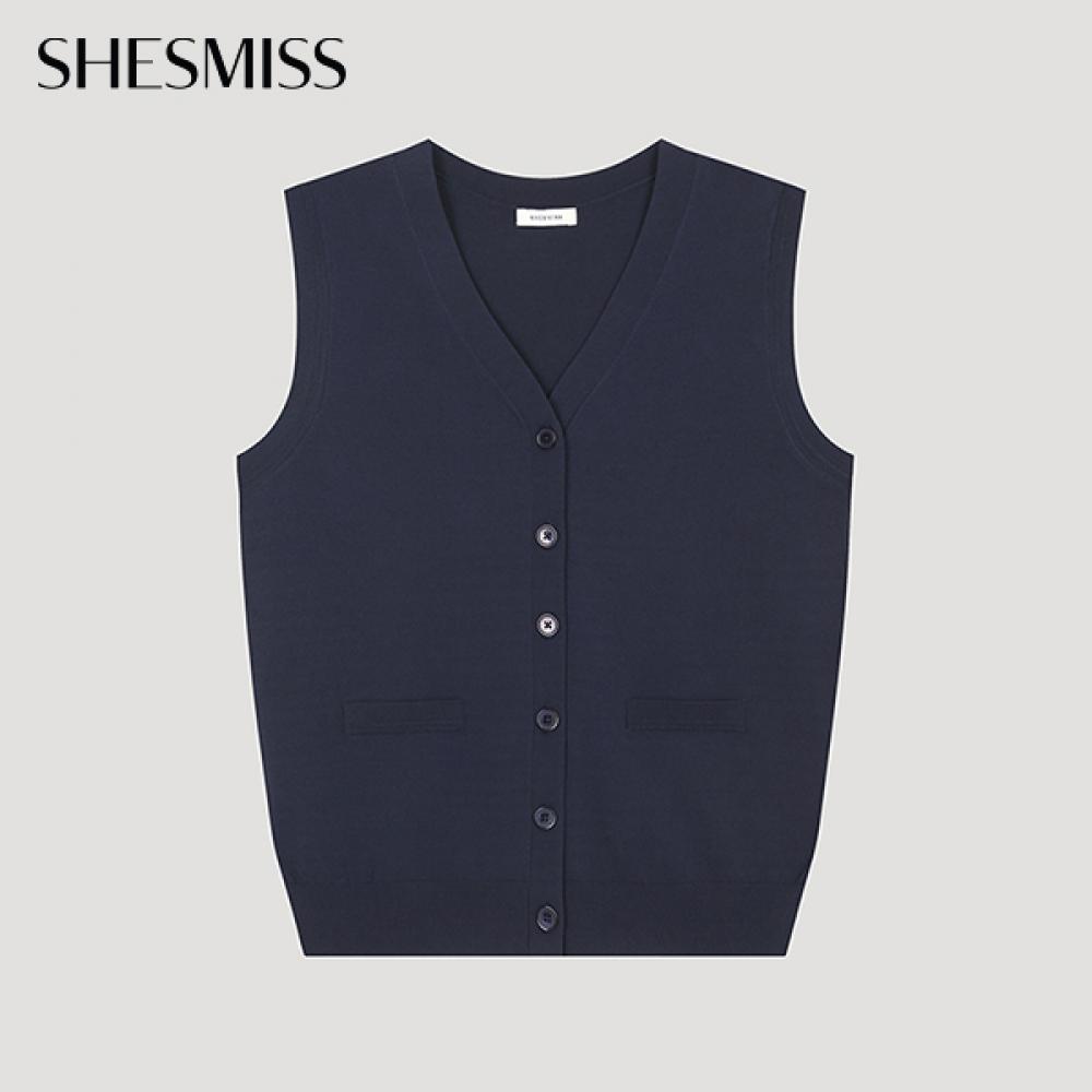 

She S miSS Soft V Neck Knit VeSt SSkVto22040 Na navy/55