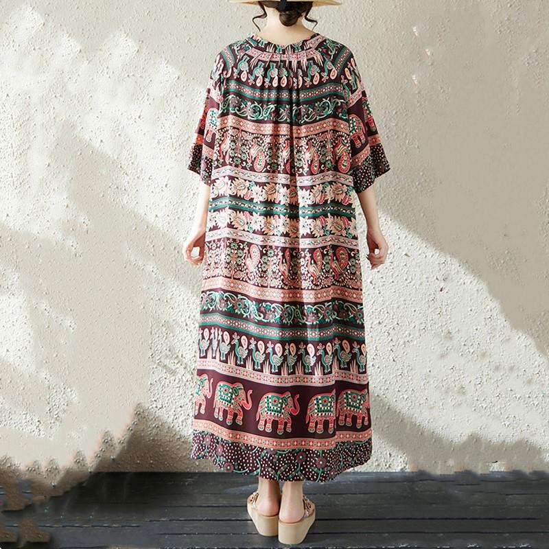Maneca scurta marime mare bumbac vintage floral nou in rochii pentru femei rochie lejera lunga de vara