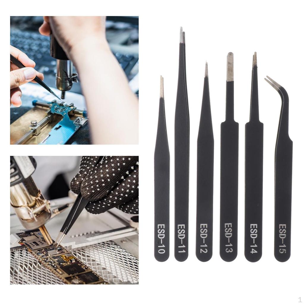 6 Pieces Craft Tweezers Set Precision Nail Decor High Industrial