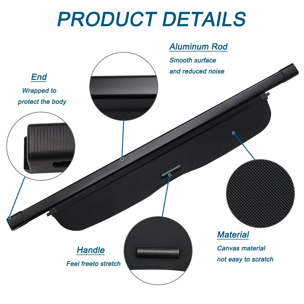 Car Trunk Cover Cargo Shield Cover for Honda CRV 2023 US Version Luggage Carrier Curtain Retractable Black Canvas