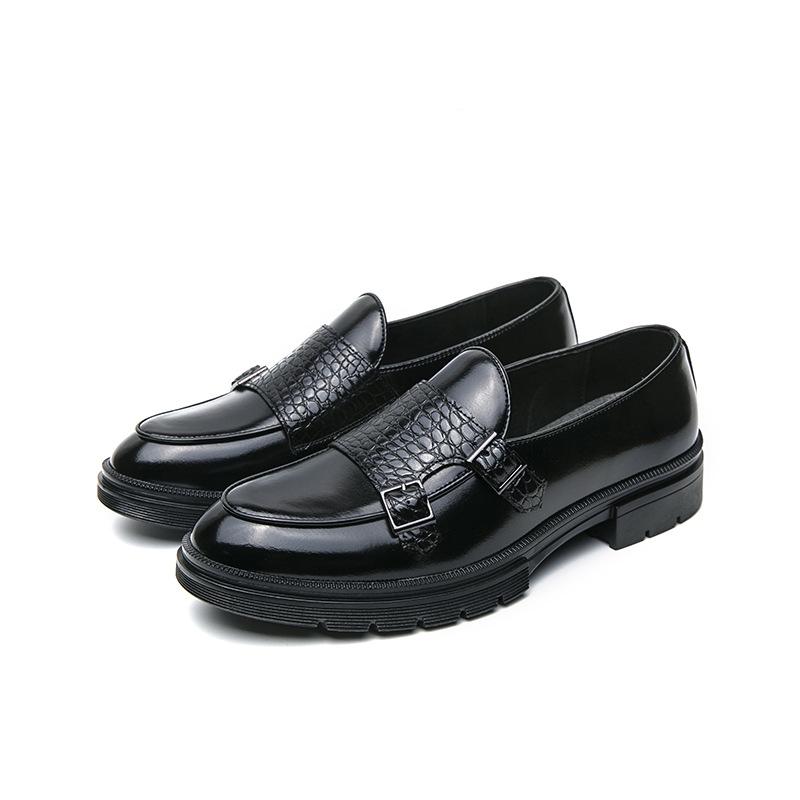 Men's shoes large size new leather shoes fashion double buckle men's leather shoes trend business dress shoes
