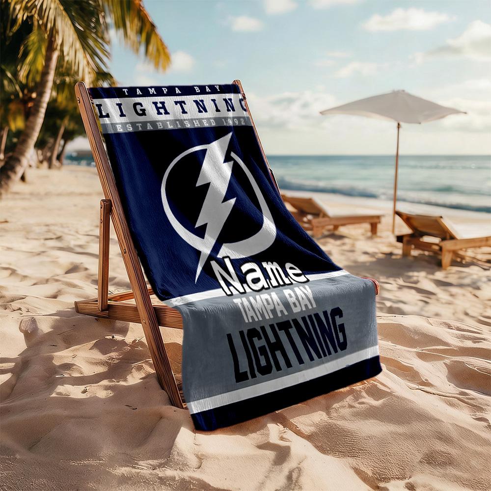 Tampa Bay Fan Gear Personalized Text Beach Towel Super Soft & Absorbent Suitable for Swimming Gym Camping Yoga Vacation