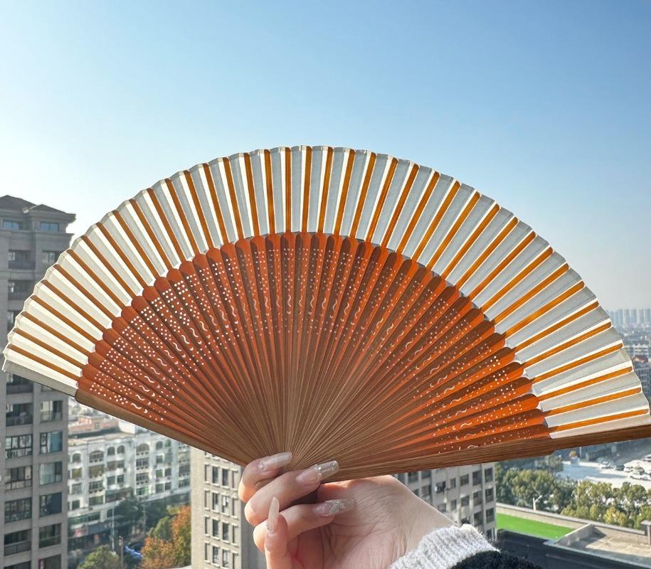 Short Folding Fan Female Simple and Elegant Fan Chinese Style Cheongsam Catwalk Folding Fan Ancient Style Bamboo Fan