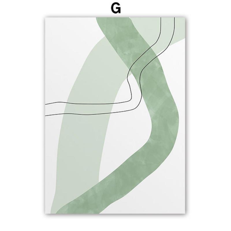 Boho Green Sun Lines Rainbow Leaves Geometry Abstract Posters Prints Wall Art Canvas Painting Pictures For Living Room Bar Decor