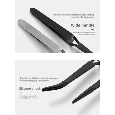 2Pcs Reverse Tweezers Stainless Steel Tweezers with Rubber Tip Comfortable Handle Tweezer Tongs for Repairing