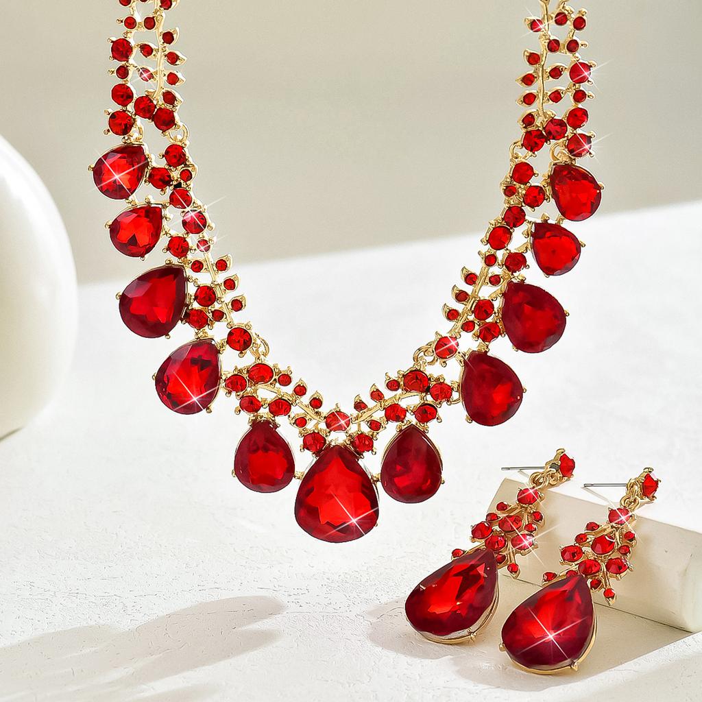 3ks Dámský Módní Trendy Šarm Křišťálový Přívěsek Náhrdelník Náušnice Zirkonová Sada Svatba Banket Párty Sváteční Dárek