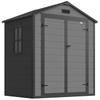 6'x4.5' Garden Storage Shed, Lockable Garden Shed with Double Doors, Window, Vent and Plastic Roof, Dark Grey