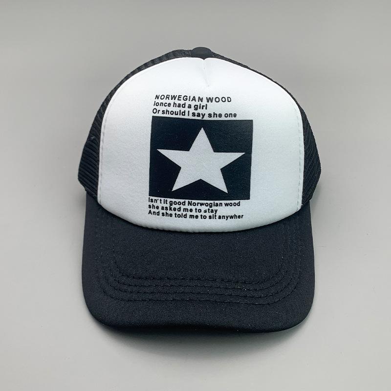 Breathable Cartoon Letter Fashion Men'S And Women'S Baseball Cap Cotton Hip Hop Skateboard Hollow Casual Sun Hat