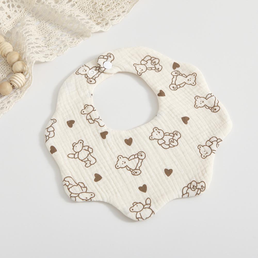 Korean 6-Layer Cotton Gauze Petal Bib: 360° Anti-Spit-Up Newborn Drool Towel.