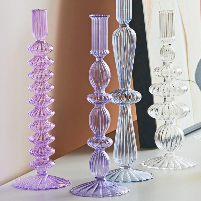 Glass Candle Holders Nordic Decor Taper Candle Holder Candlesticks for Home Wedding Room Decoration Party Vase Home Decor