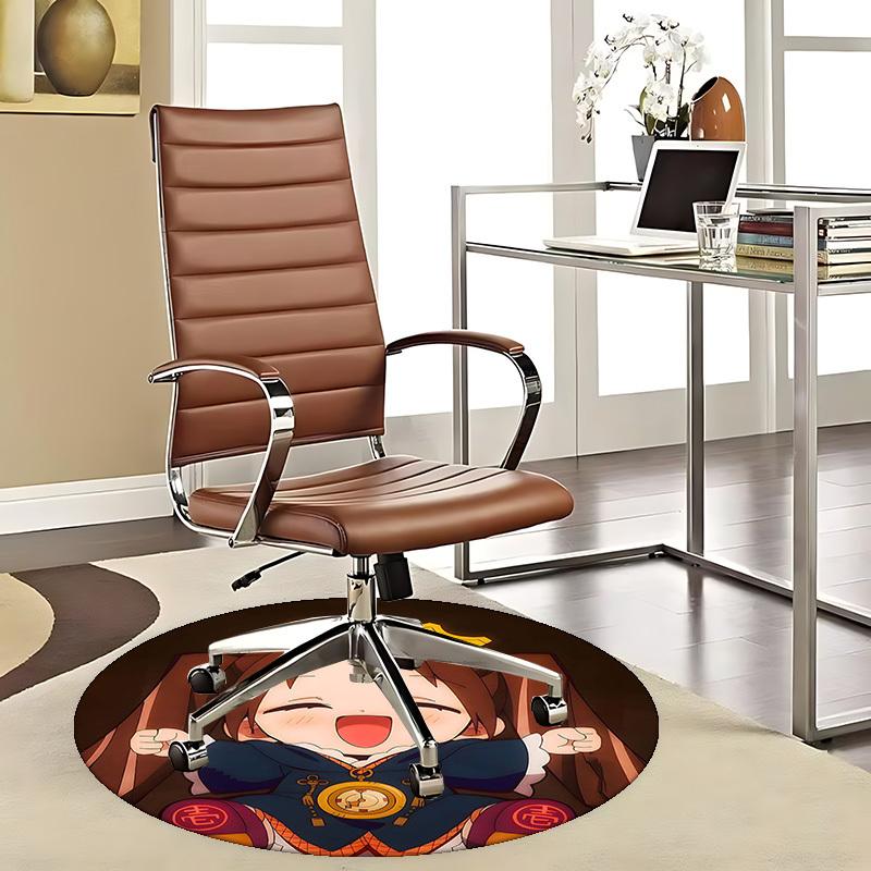 

1pc Anime Cartoon Design Round Carpet, Office Chair Mat, Non-Slip Rug Suitable for Home Decor, Living Room, Bedroom, Game Room, Festival Gift, All Sea 80cm by 80cm