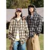 Wassup American Retro Plaid Long-Sleeved Hooded Shirt Spring and Autumn Unisex Loose Jacket Trendy Brand Work Shirt