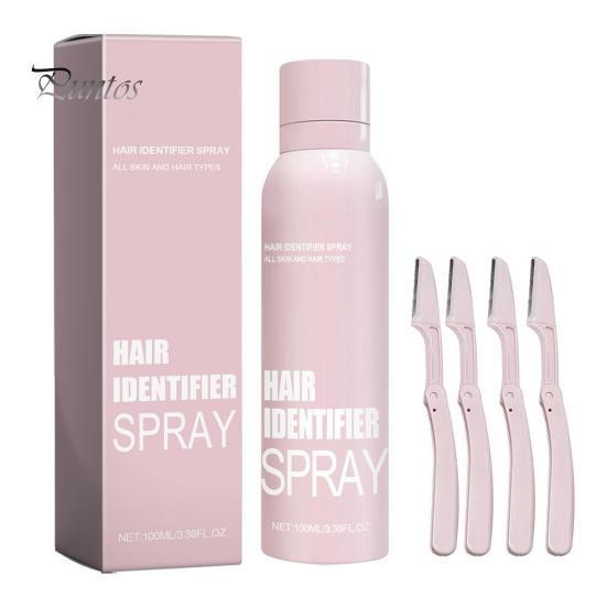 Hair Identifier Spray pro holení obličeje Skin Body All-natural rostlinné extrakty Hydratační obličejové holení Sprej pro péči o vlasy s žiletkami na obočí Jemné