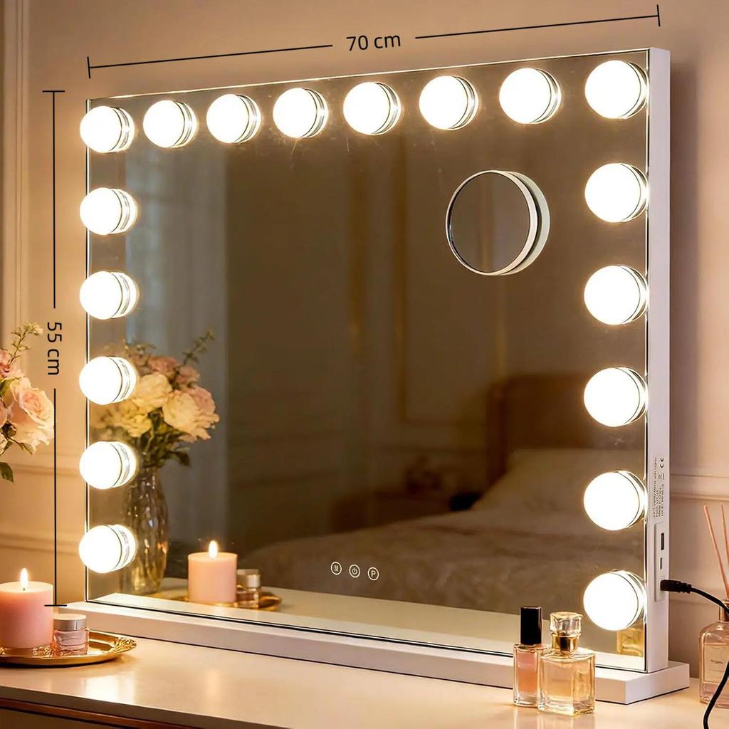Hollywood Style LED Makeup Mirror: Color Adjustable, High Brightness, Smart Desktop Vanity, Wall Mountable