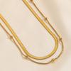 316L Stainless Steel Simple 2 Layer Circular Bead Snake Bones Chain Ladies Necklace Fashion Exquisite