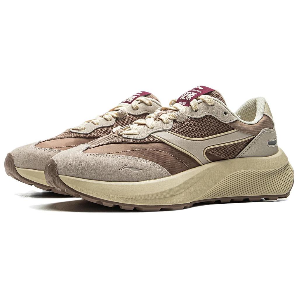 Li Ning Zheng Rong M500 Comfortable Versatile Wear Resistant Non Slip Low Top Casual Shoes Women sneaker Beige Brown AGCV056-1