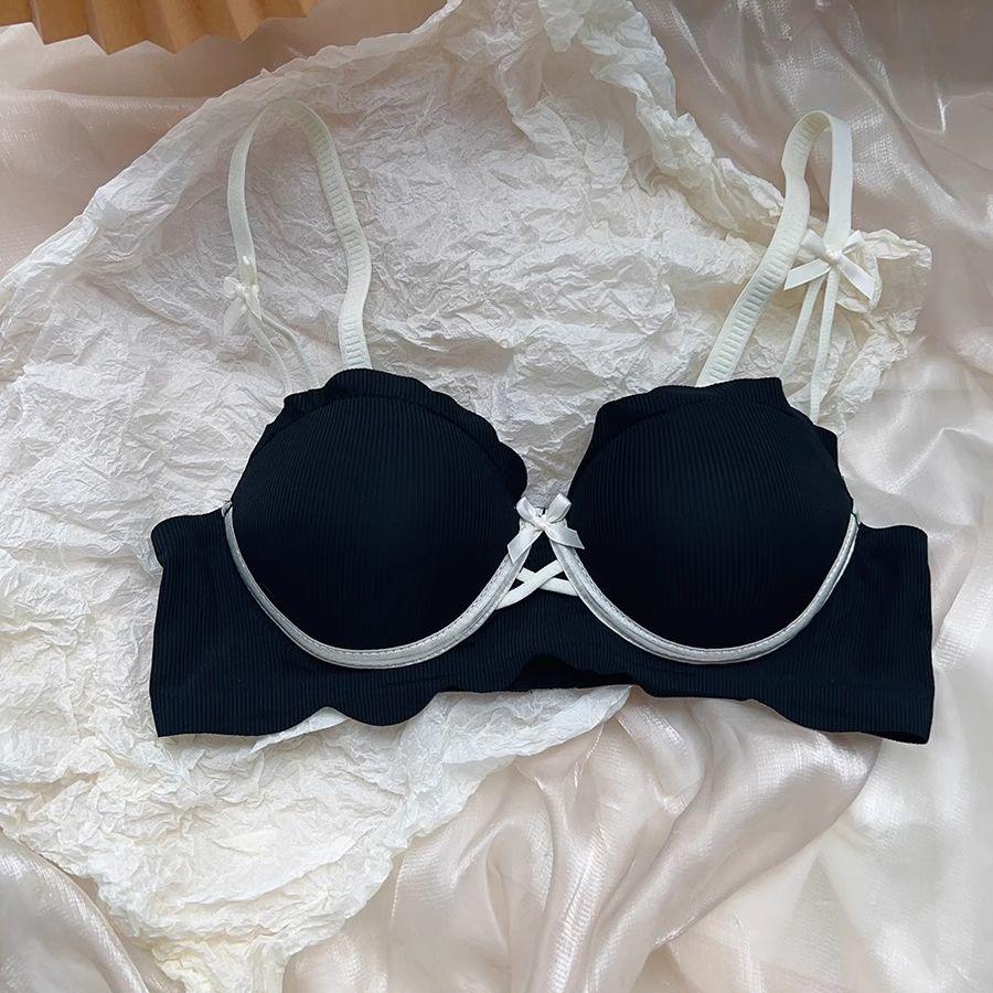 Girls Push Up Bras Lace Floral Deep V Underwear For Women's Lingerie Solid Simple Backless