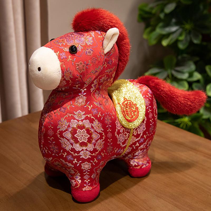 

Chinese Zodiac Horse Plush Toy With Pp Cotton Fill For Kids And Collectors Bright Red,23cm