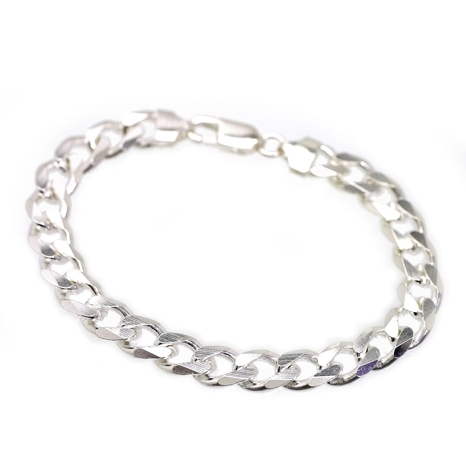 

Made in Italy Silver 925 Kihei Bracelet D8 cut Width 9mm Thickness 3mm Length Hood crimped [Silver One] Men s [6-sided 20cm] сірий колір