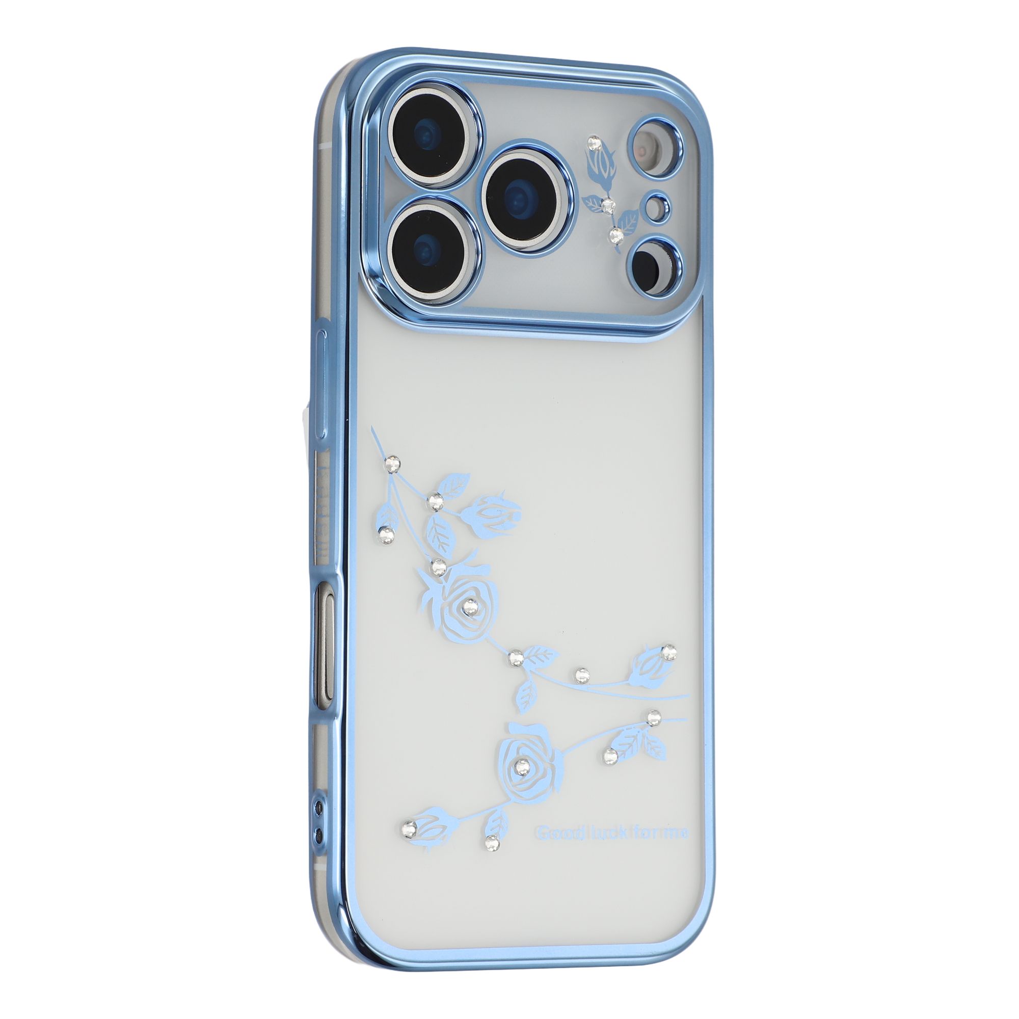 

KADEM For iPhone 17 Pro Case Flower Rhinestone Decor TPU Phone Cover Blue