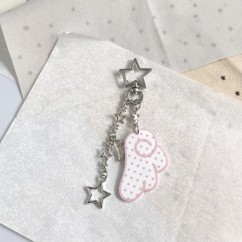 Y2K Stars Wings Keychain Glitter Shiny Pendant Kawaii Bag Hanging Decor for Y2K Style Outfit Accessory
