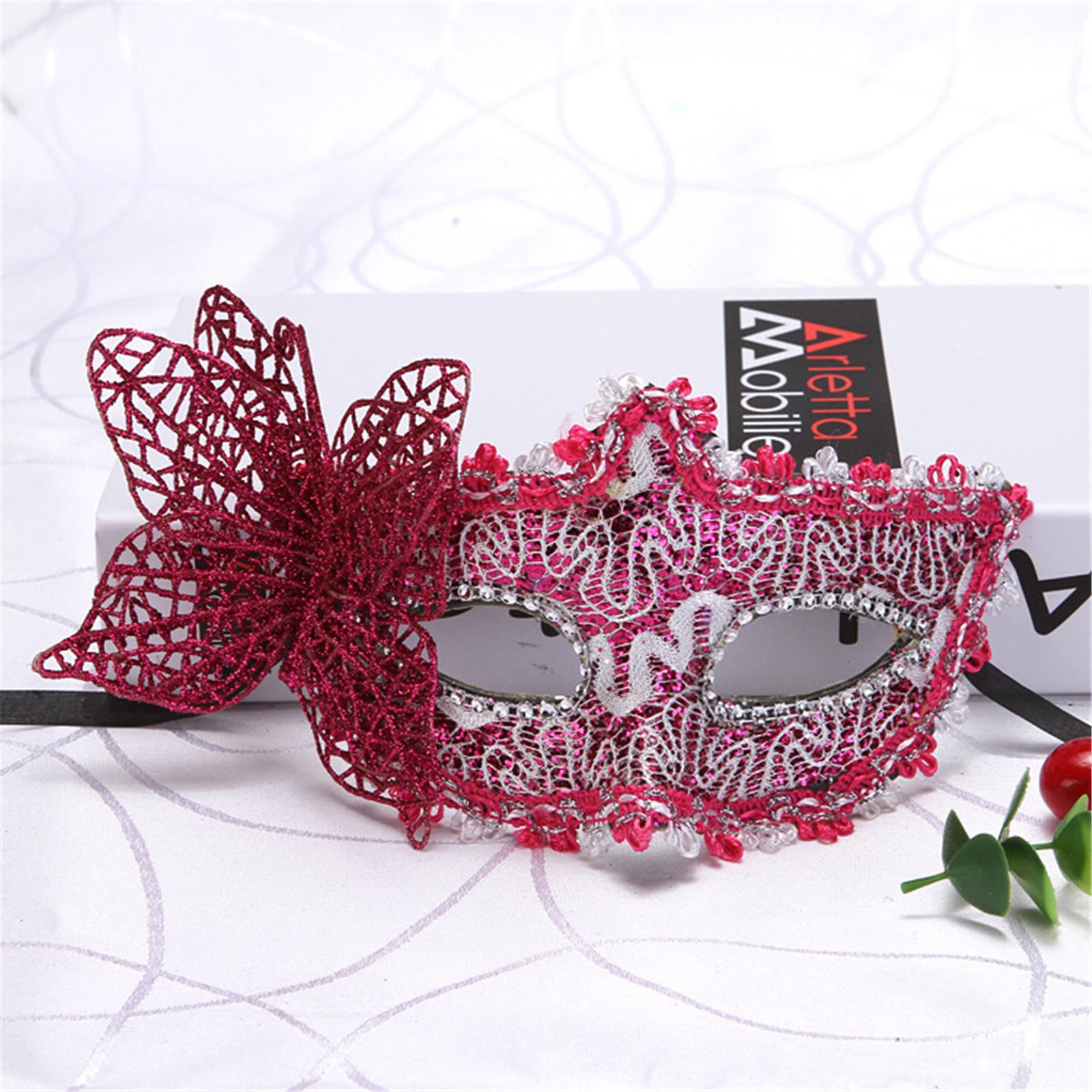 

2026 NEW Side Butterfly Masquerade Mask New Fashion Half Face Eye Mask Party Makeup Ball Venetian Party Mardi Gras Mask рожевий червоний колір
